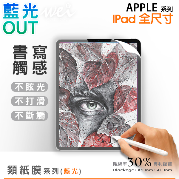 膜力威 Apple iPad (10.2-10.5吋) 專利抗藍光類紙膜