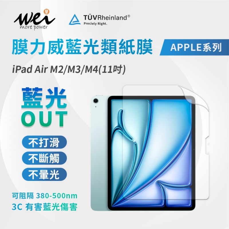 膜力威 iPad Air M2/M3/M4(11吋) 專利抗藍光類紙膜