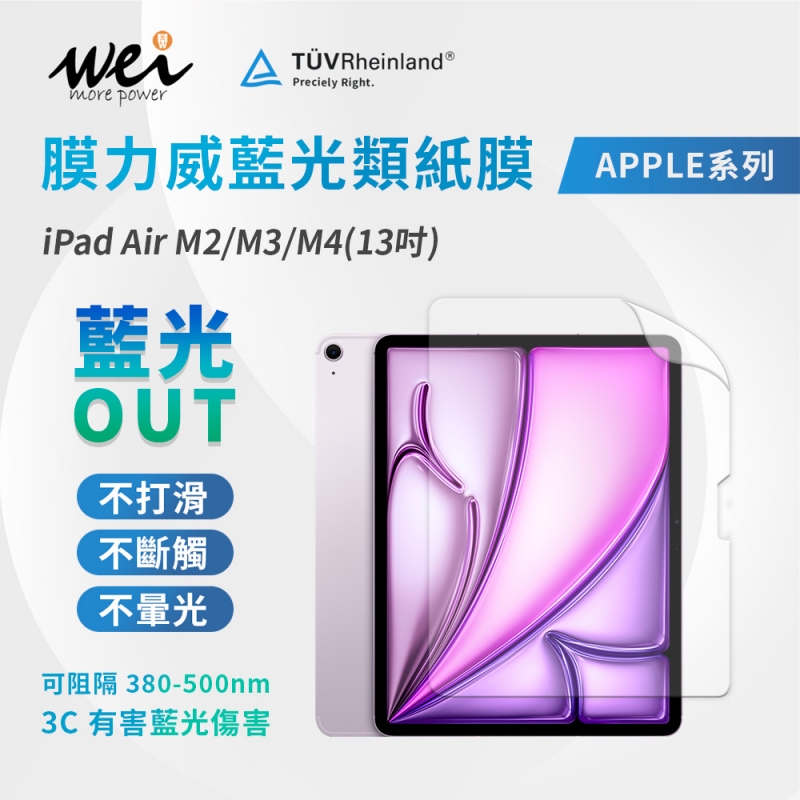膜力威 iPad Air M2/M3/M4(13吋) 專利抗藍光類紙膜